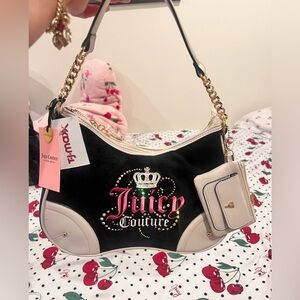 Juicy Couture Black and Cream Logo Bag
